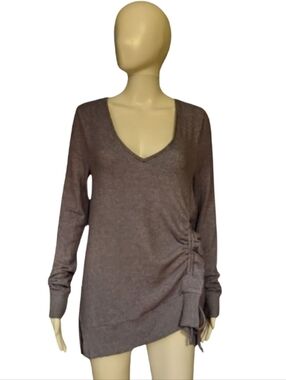 Anthropologie Saturday Sunday Ruffle Cinch Front V Neck Sweater